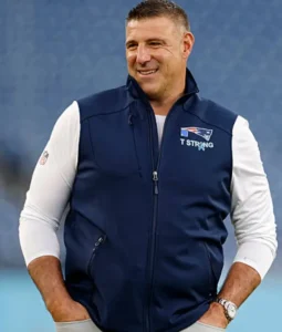 Mike Vrabel New England Patriots 2025 Vest - Newsglo Mike Vrabel New England Patriots 2025 “T STRONG” Sideline Team Logo Full-Zip Navy Vest