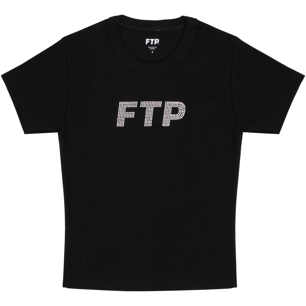 FTP RHINESTONE LOGO WOMEN'S BABY TEE - BLACK