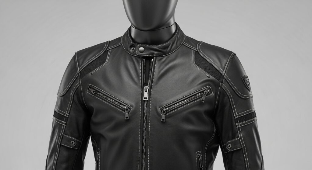 Genuine leather motorcycle jacket