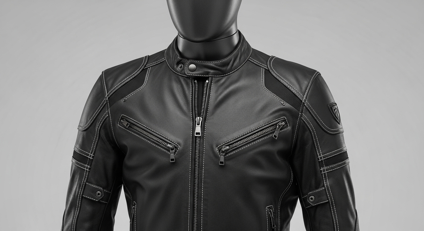 Genuine leather motorcycle jacket