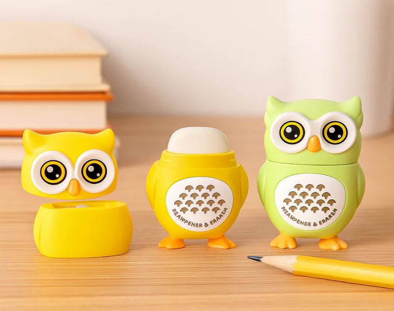 owl sharpener and eraser