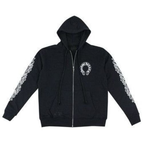Chrome Hearts Horseshoe Floral Cross Sleeve Zip Up Hoodie