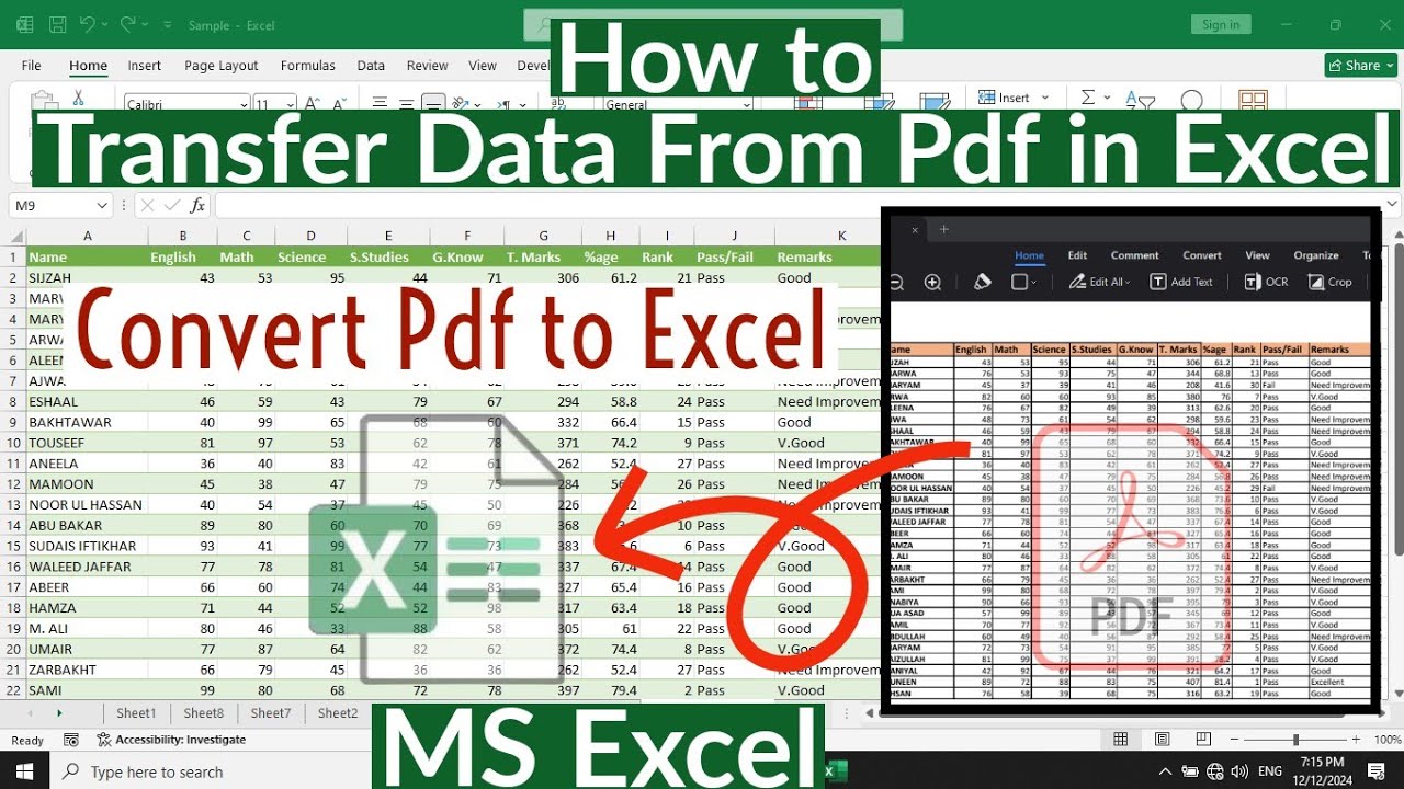 Pdf to excel