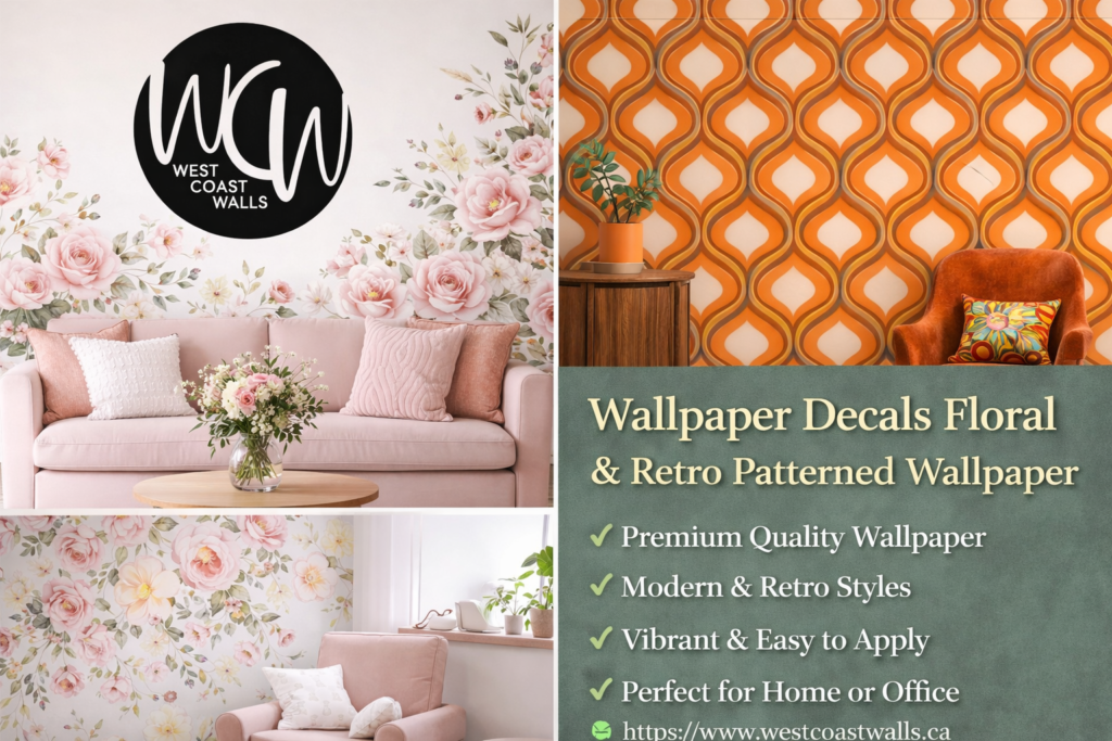 wallpaper decals floral & retro patterned wallpaper